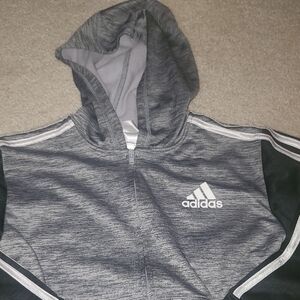 Adidas Kids Heather Gray and Black Hoodie